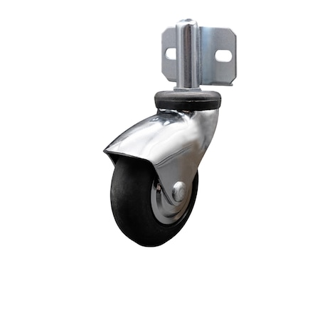 Service Caster 3'' Bright Chrome Neoprene Rubber Caster Side Mount Bracket SCC-GR03S310-NPRB-BC-71678-CB180